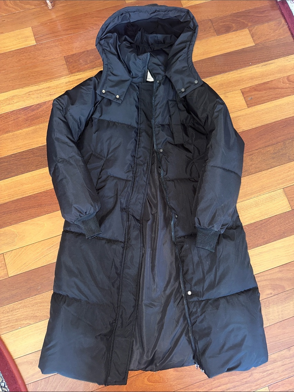 Women's Puffit Long Black Hooded Puffer Coat